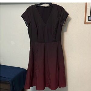 EShakti women’s dress Sz 12 Burgundy and Black Ombré Print, Pockets